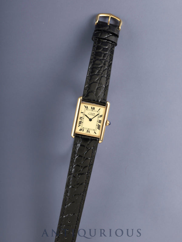 カルティエ マストタンク LM W1002754 / 1615 クォーツ SV925 革 純正ピンバックル（GP） アイボリーローマン文字盤（SWISS MADE表記）カルティエブティックにてコンプリートサービス（フルメンテナンス）済み