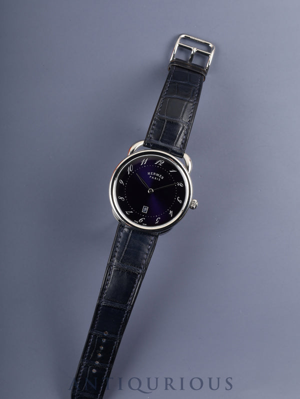エルメス アルソー AR7Q.810.630 クォーツ SS 純正革ベルト（B刻印：2023）純正尾錠（SS） ブルーアラビア文字盤 箱 冊子 保証書（2023年） オーバーホール済み