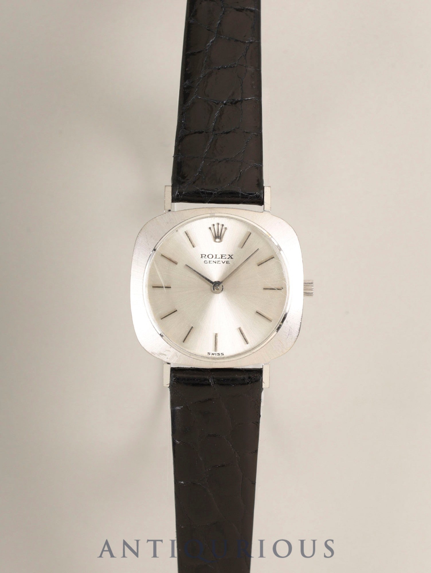 ロレックス チェリーニ 3652 手巻き Cal.1600 750WG 革 社外ピンバックル（SS）シルバー文字盤 15番台（1965年）オーバーホール済み