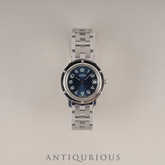 Hermès Clipper CL4.210 Quartz Stainless Steel Blue Dial Box Booklet Warranty Card Overhauled
