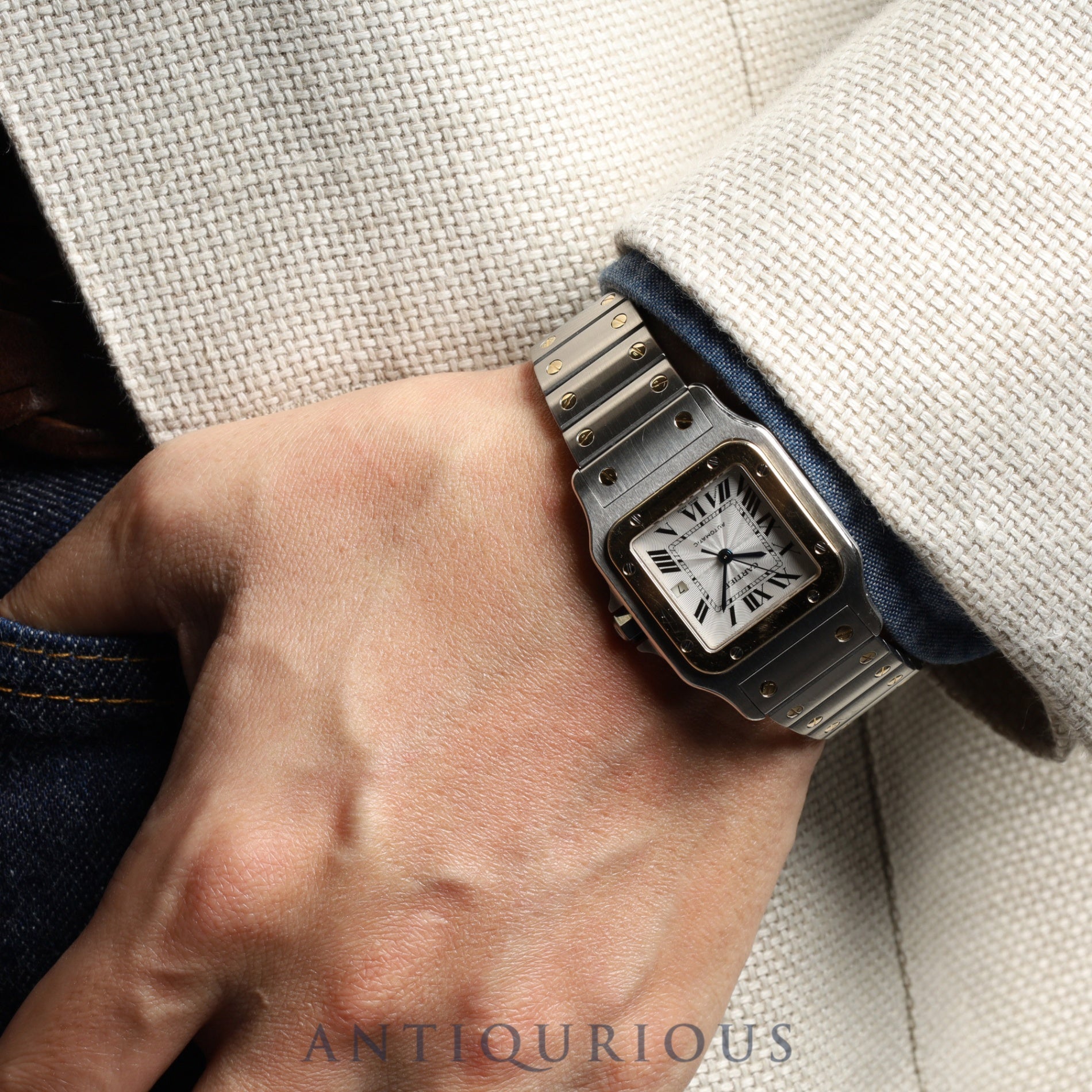 Cartier Santos Galbee LM W20058C4 / 2319 Automatic SS/YG SS/YG Silver guilloche dial Complete service (full maintenance) completed at Cartier boutique