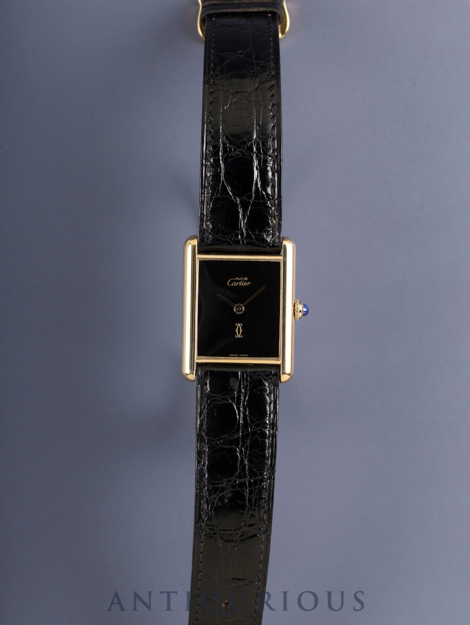 カルティエ マストタンク LM 6 81006 クォーツ SV925 純正革ベルト 純正ピンバックル（GP）オニキス文字盤（SWISS MADE表記） 箱 タグ 冊子 保証書（1986年）カルティエブティックにてコンプリートサービス（フルメンテナンス）済み
