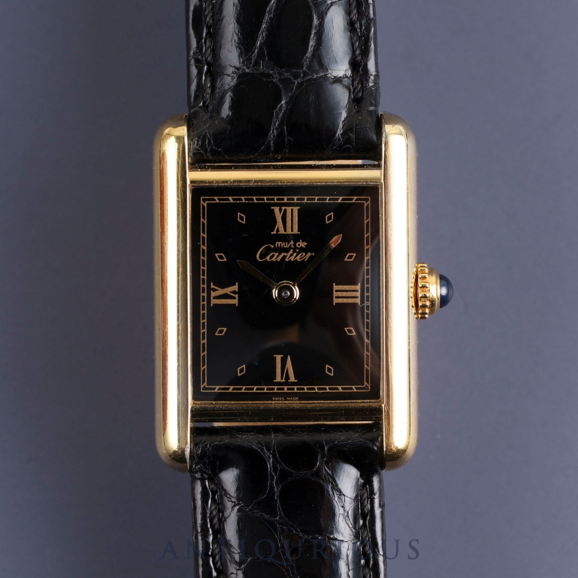 Cartier Must Tank SM 557051 Quartz SV925 Leather Genuine D-buckle (GP) Black Roman dial Repair details (February 2024) Complete service (full maintenance) completed at Cartier boutique