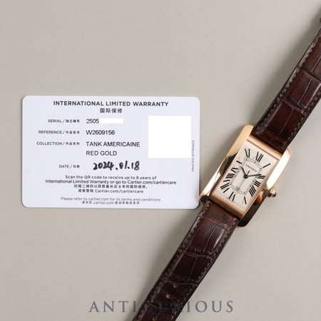 CARTIER カルティエ TANK AMERICAN LM タンクアメリカン LM W2609156 / 2505 自動巻き Cal.120 750PG 純正ベルト 純正尾錠（PG）アイボリーギョーシェ文字盤 保証書（2024年）