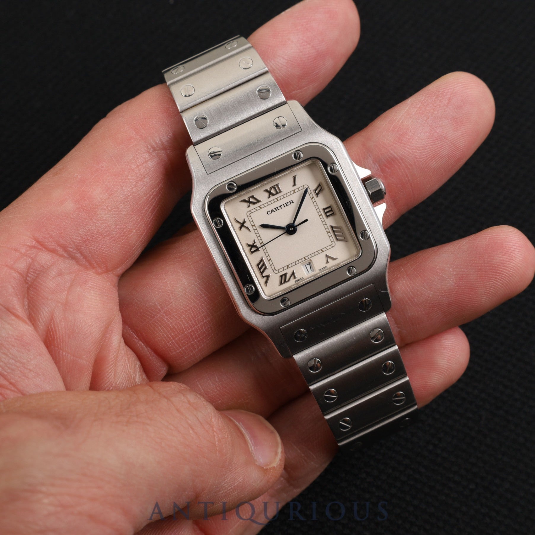 CARTIER SANTOS GALBEE LM W20025D6 / 1564 Quartz Cal.87 SS SS Ivory Dial Overhauled