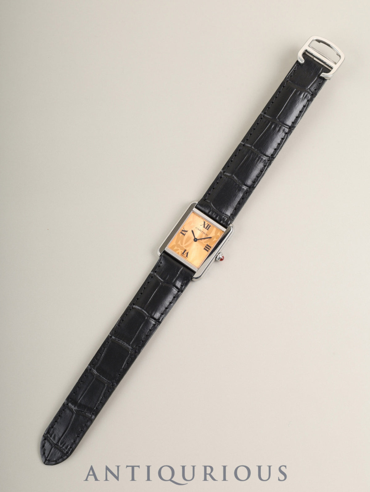 カルティエ タンクソロ SM W1019455/2716 クォーツ Cal.157 SS 革 純正Dバックル（SS）オレンジ文字盤（SWISS MADE表記 / 2006年限定） 箱 冊子 保証書（2006年） オーバーホール済み