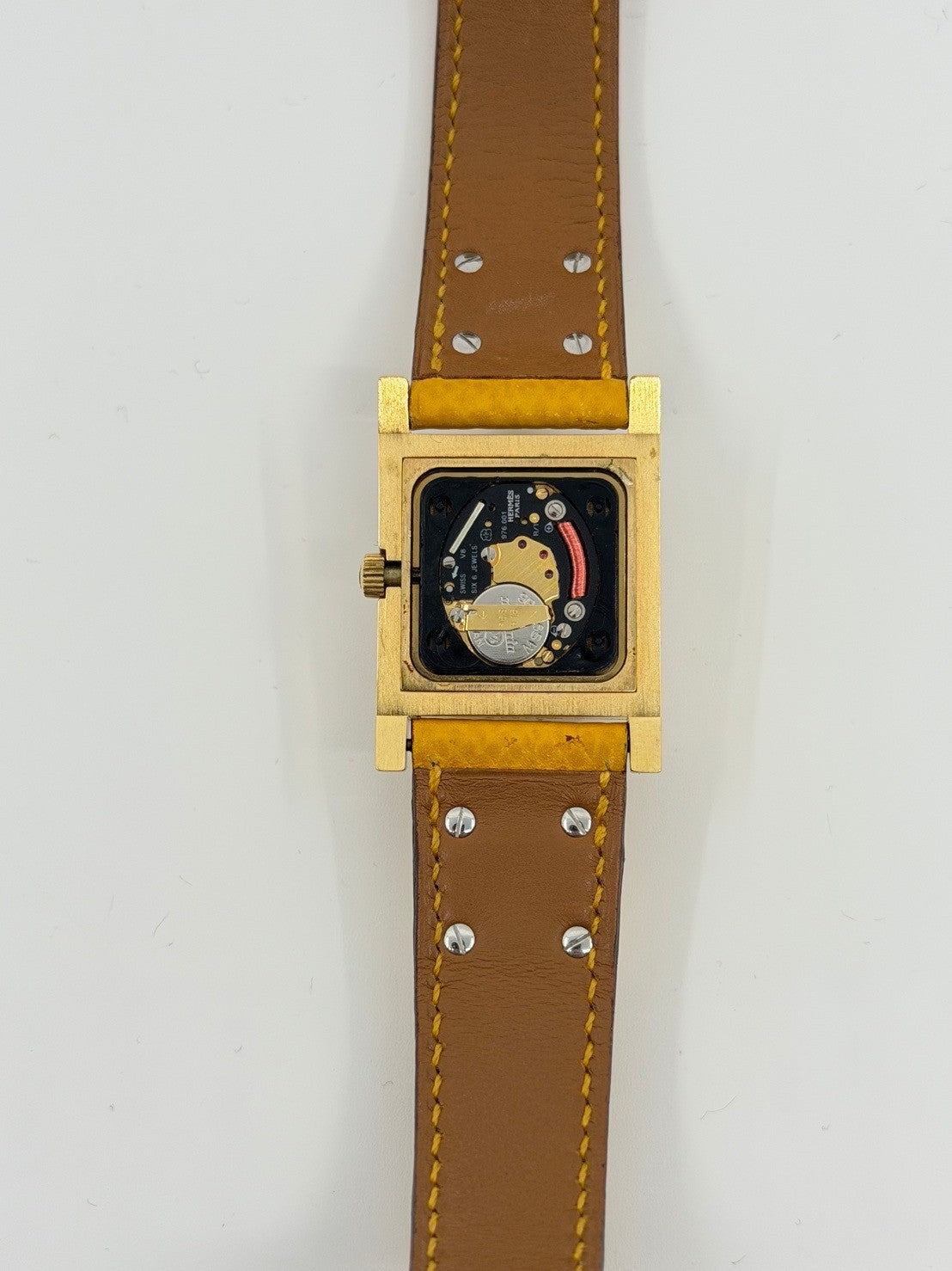 エルメス メドール 11.01 クォーツ Cal.ETA976.001 GP 純正革ベルト（◯Y刻印：1995年 / 使用感あり） 純正ピンバックル（GP）ホワイト文字盤 オーバーホール済み