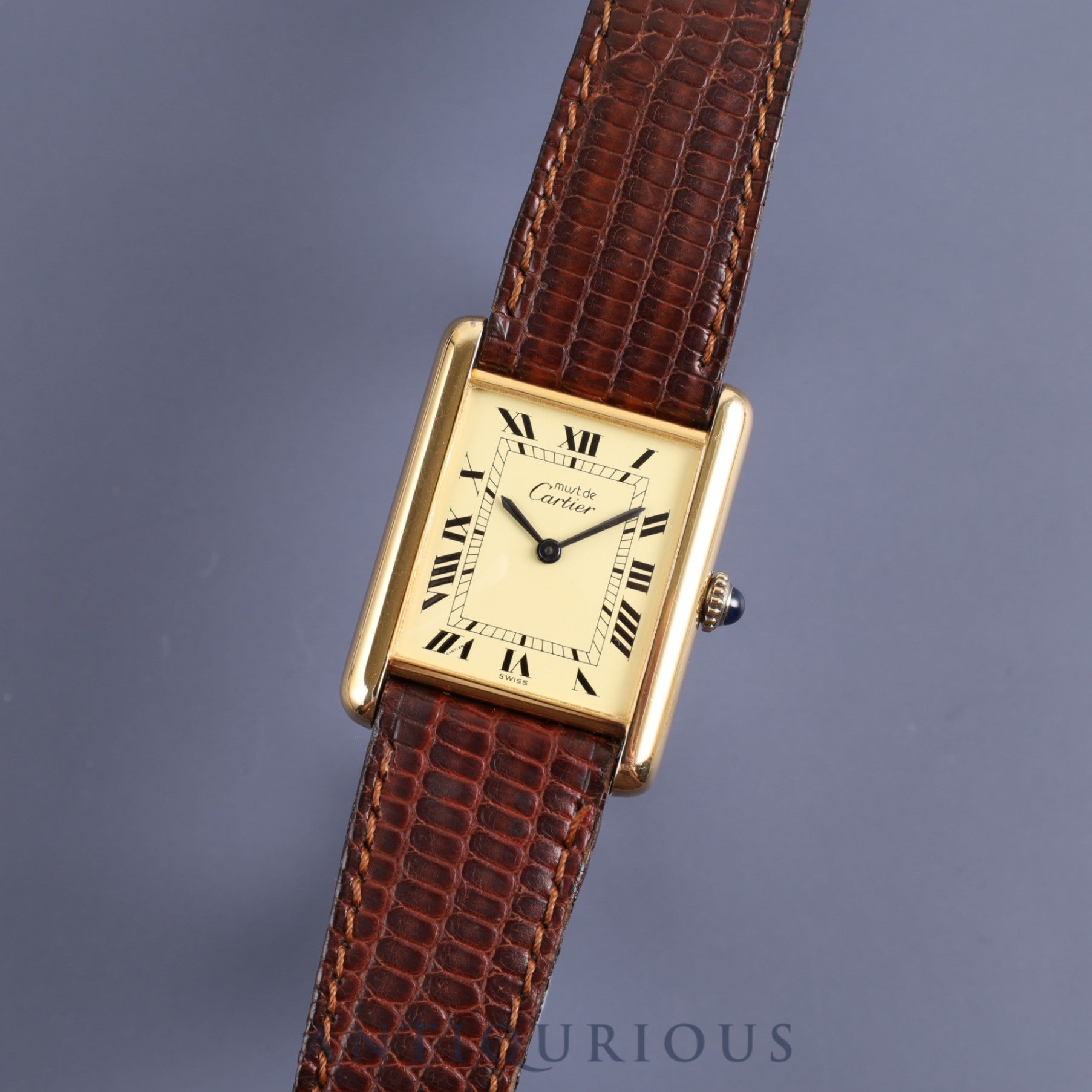 Cartier Manual Winding Cal.78-1 SV925 Genuine Leather Strap Genuine Buckle (GP) Ivory Roman Dial Box Overhauled