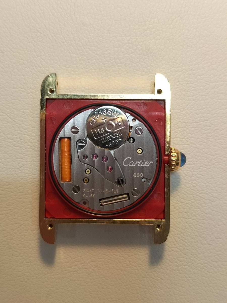 カルティエ マストタンク LM W1005654/590005 クォーツ Cal.690 SV925 革 純正Dバックル（GP）オパラン文字盤 箱 保証書（1994年）冊子 オーバーホール済み