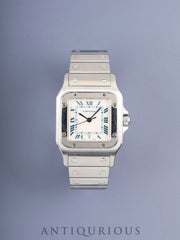 Cartier Santos Galbee LM W20018D6 / 1564 Quartz Cal.687 SS SS White Blue Roman dial (SWISS MADE) Overhauled