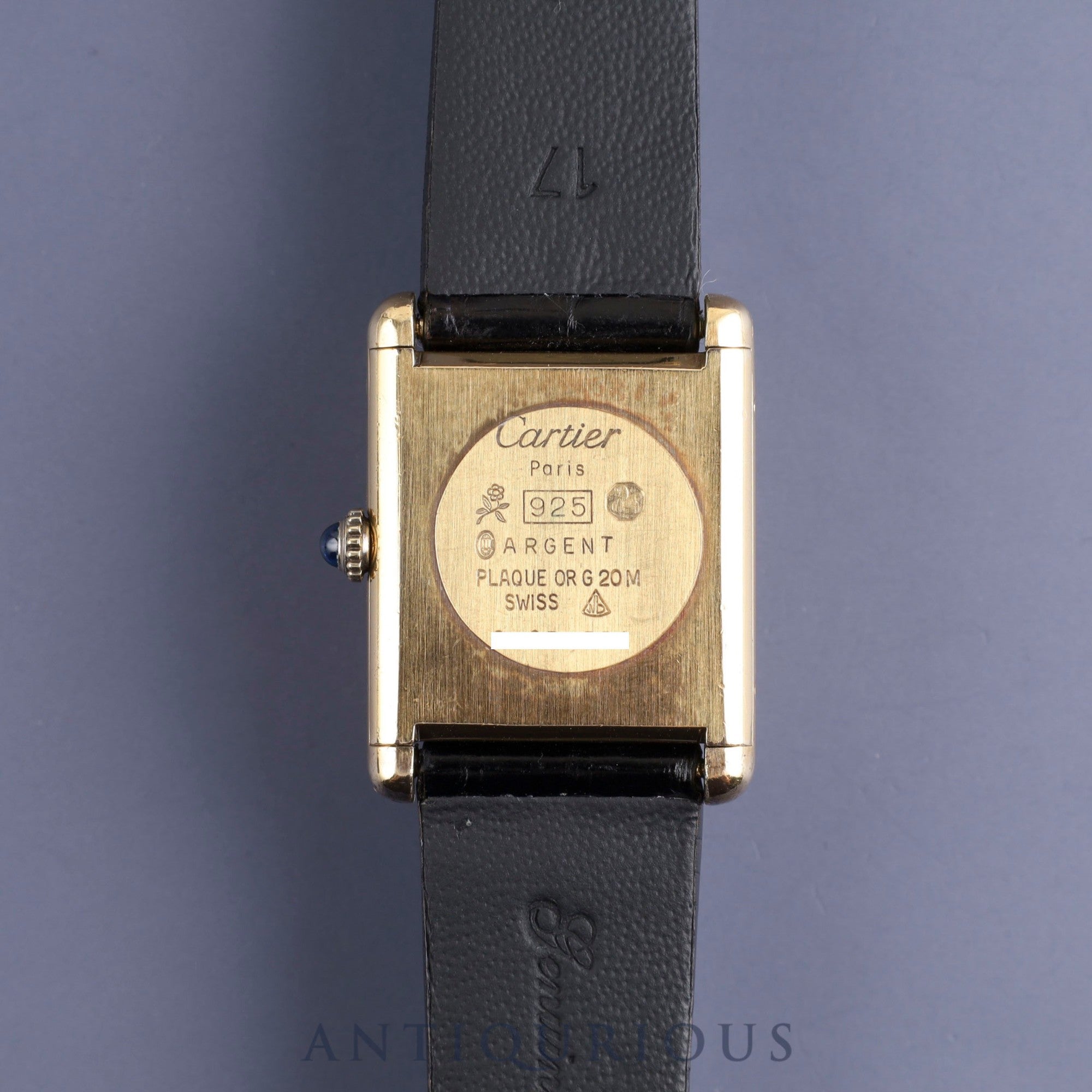 Cartier Must Tank LM Manual winding Cal.78-1 SV925 Leather Genuine buckle (GP) Onyx dial Overhauled