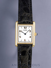 Cartier Must Tank LM W1008254 / 1615 Quartz Cal.90 SV925 Leather Genuine Pin Buckle (GP) Arabic Dial (SWISS marking) Overhauled, Polished