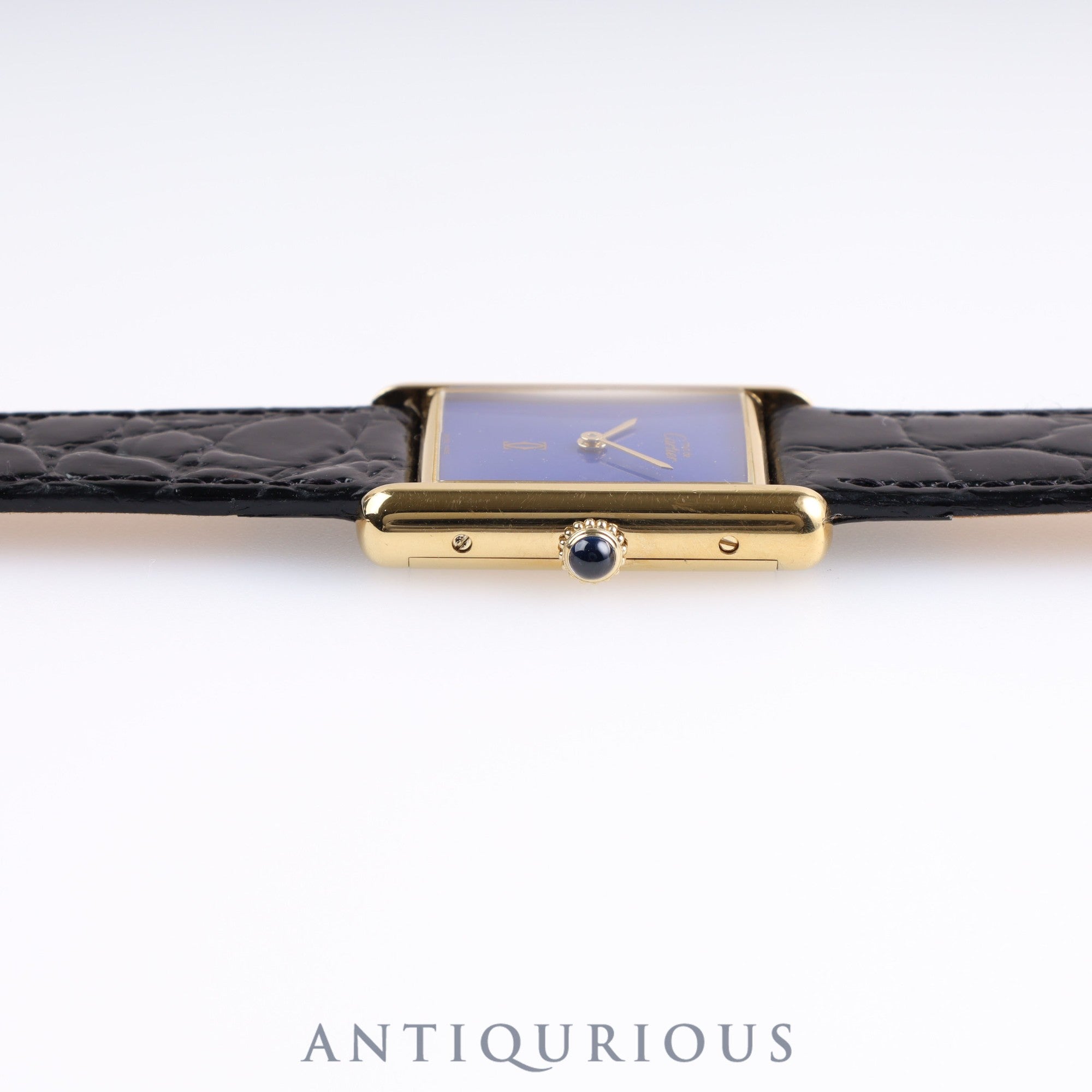 CARTIER Must Tank LM Manual winding SV925 Leather Genuine buckle Lapis lazuli dial Cartier boutique complete service