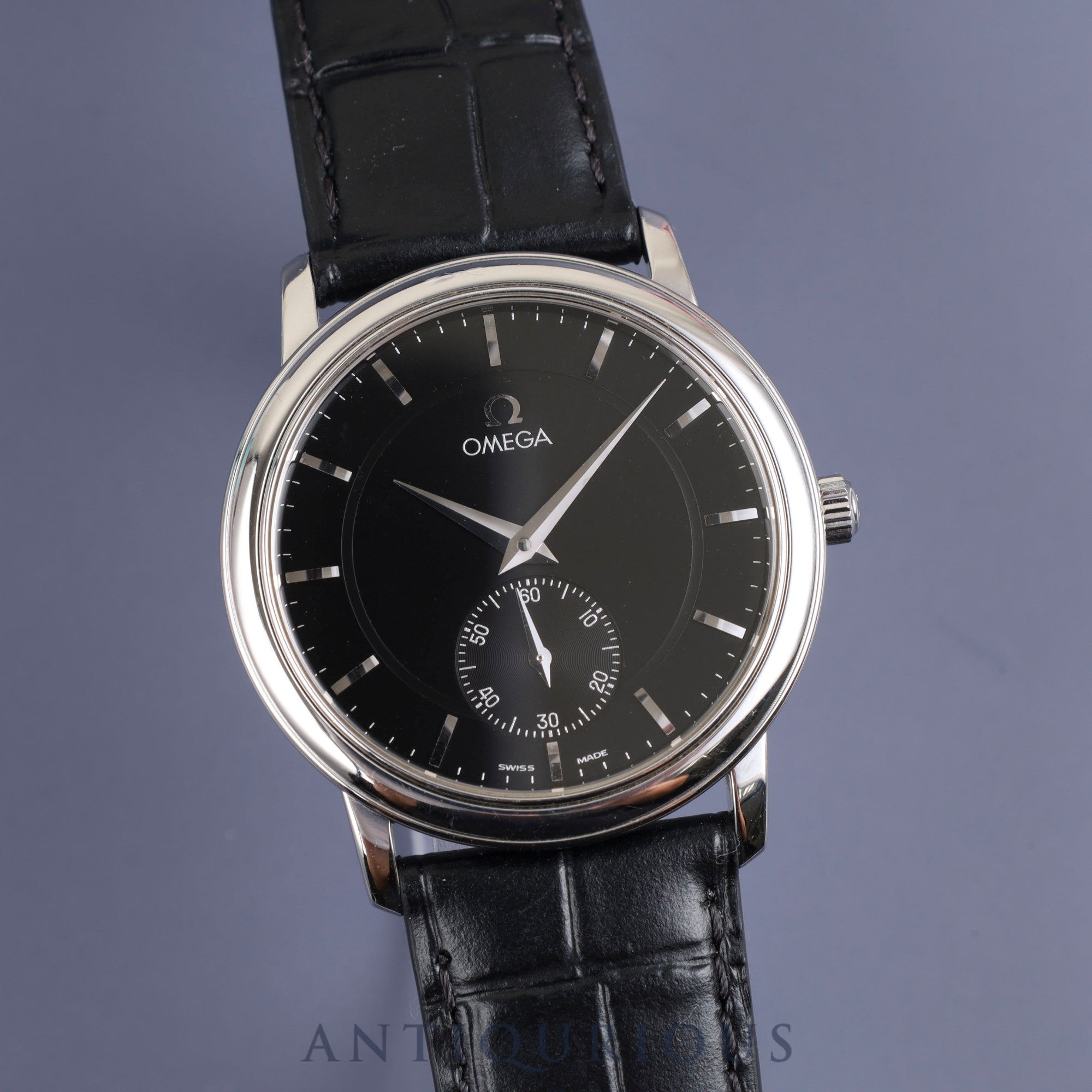 Omega De Ville Prestige 4820.51 Manual winding Cal.651 SS Leather Genuine buckle (SS) Black dial Overhauled