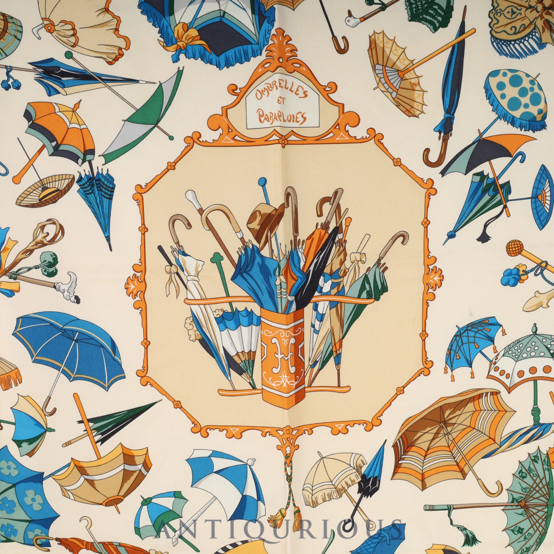 Hermes Scarf Carre 90 OMBRELLES ET PARAPLUIES Parasol and rain umbrella 100% SILK