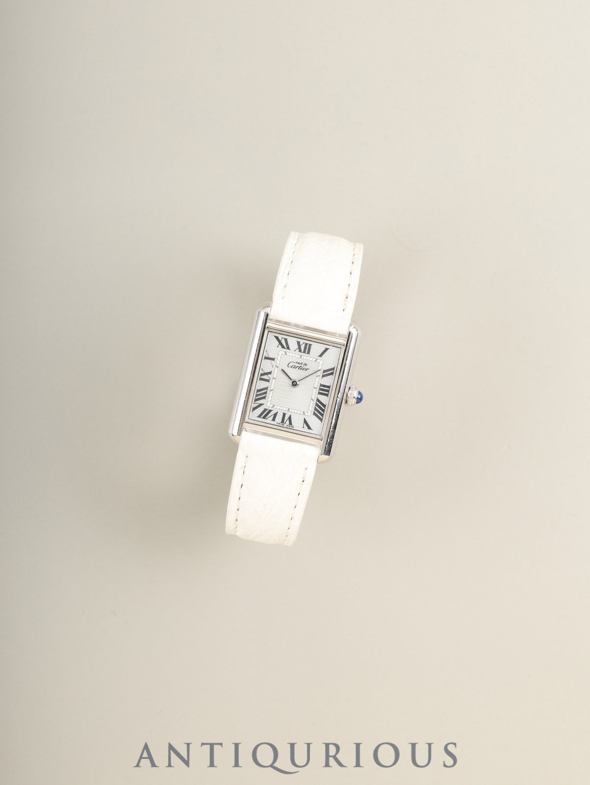 Cartier Must Tank MM 2416 Quartz Cal.057 SV925 Genuine Leather Strap Genuine Deployant Buckle (SS) Light Green Roman Dial (Christmas Limited Edition) Box Overhauled