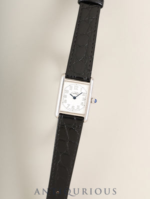 Cartier Must Tank MM 2416, Quartz Cal.057, SV925, Leather strap with original pin buckle (SS), Telephone Arabic dial (SWISS MADE), Overhauled