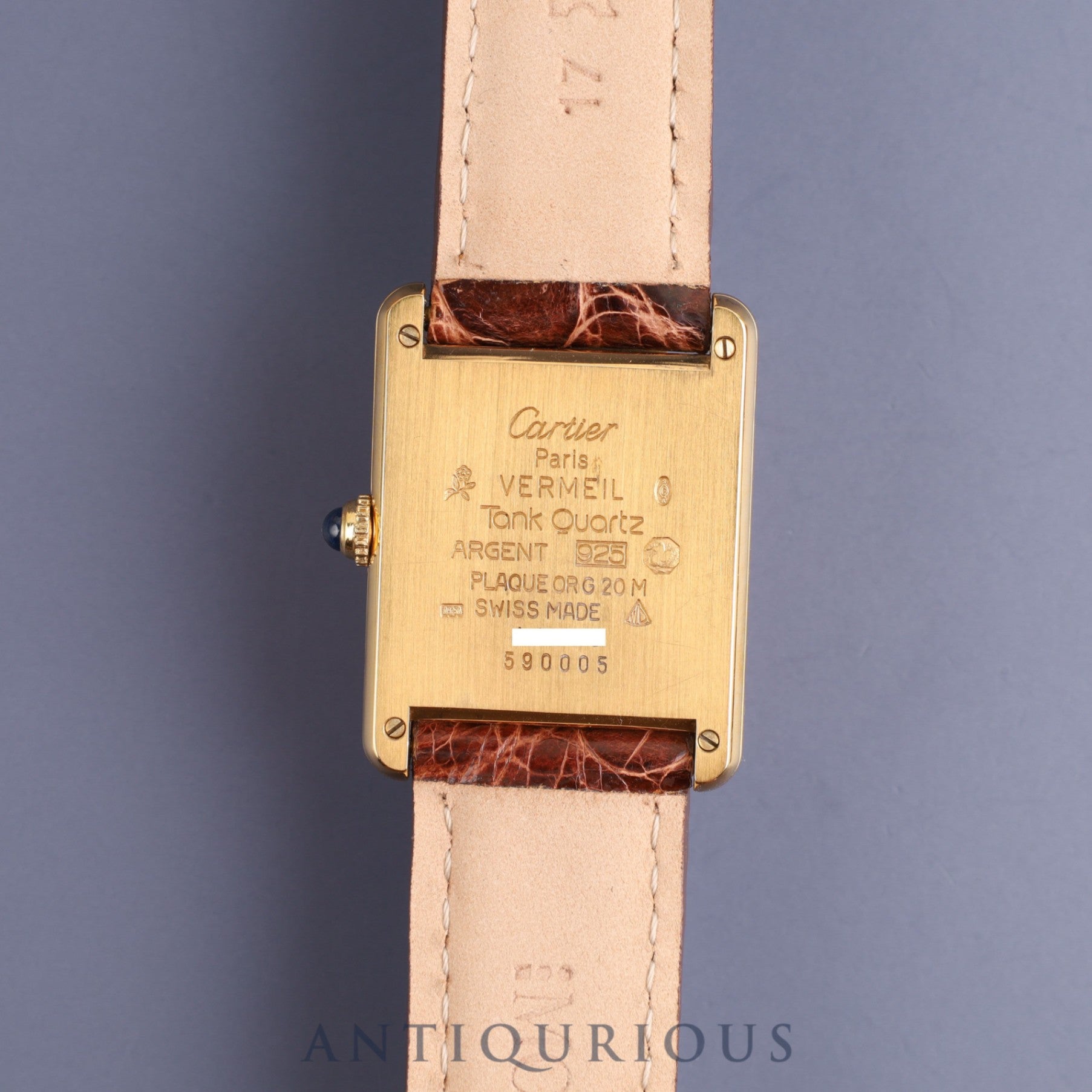 Cartier Must Tank LM 590005 Quartz Cal.90 SV925 Leather Genuine Buckle (GP) Ivory Roman Dial Box Warranty (1990) Booklet Overhauled