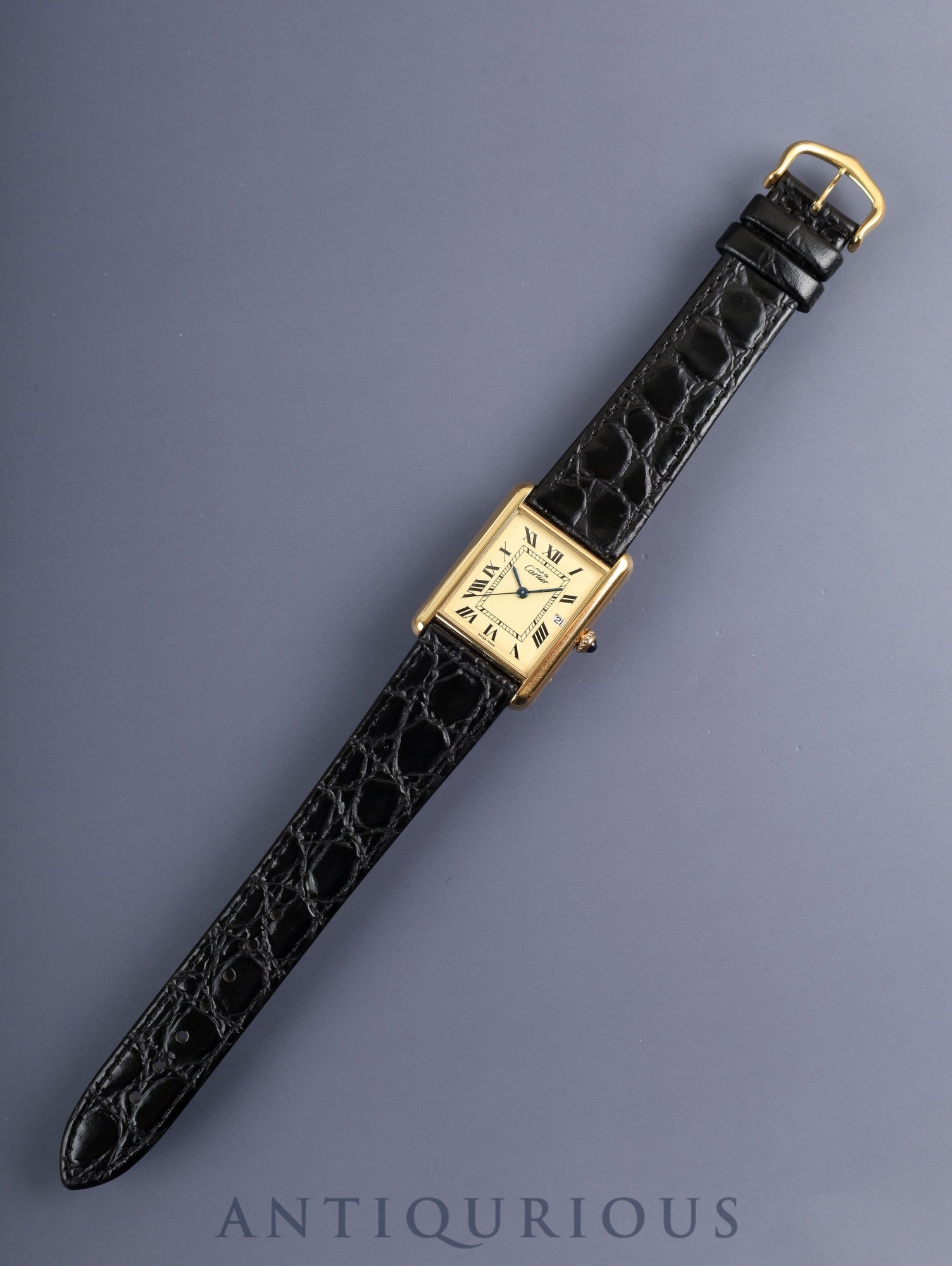 カルティエ マストタンク GM（XL） 2413 クォーツ Cal.687 SV925 革 純正尾錠（GP）アイボリーローマン文字盤 （SWISS MADE表記） オーバーホール済み