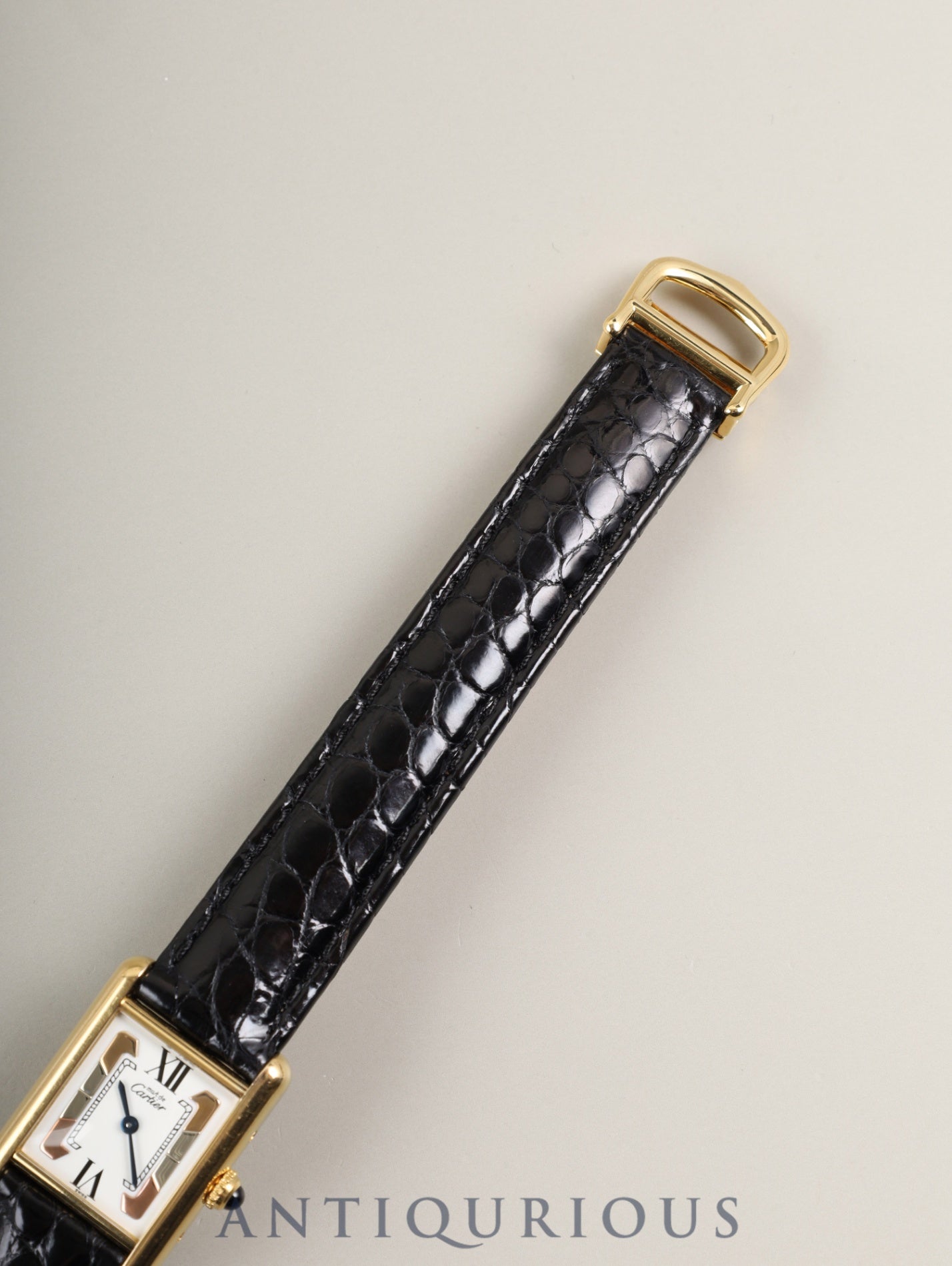 Cartier Must Tank SM 1613 Quartz SV925 Leather with original deployant buckle (GP) with Trinity dial (SWISS表記) complete service by Cartier Boutique
