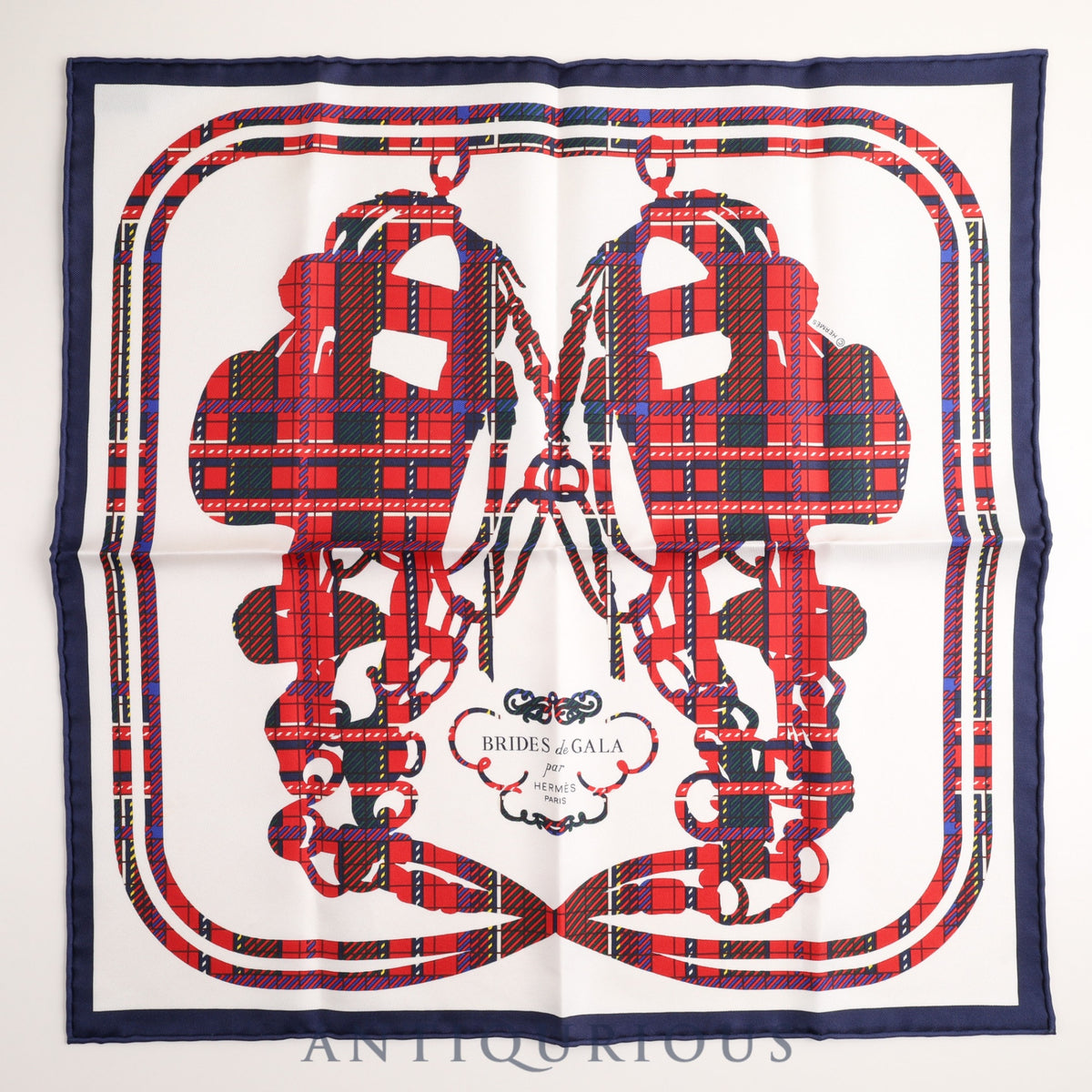 HERMES エルメス カレ90 BRIDES de GALA /式典用馬勒 ブルー シルク  