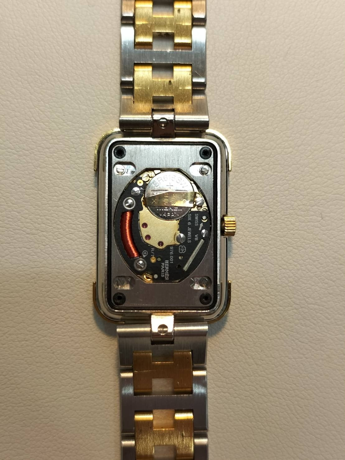 Hermes Cloajour 75.03 Quartz Cal.976.001 SS/GP SS/GP White Dial Warranty (1994) Box Booklet Overhauled