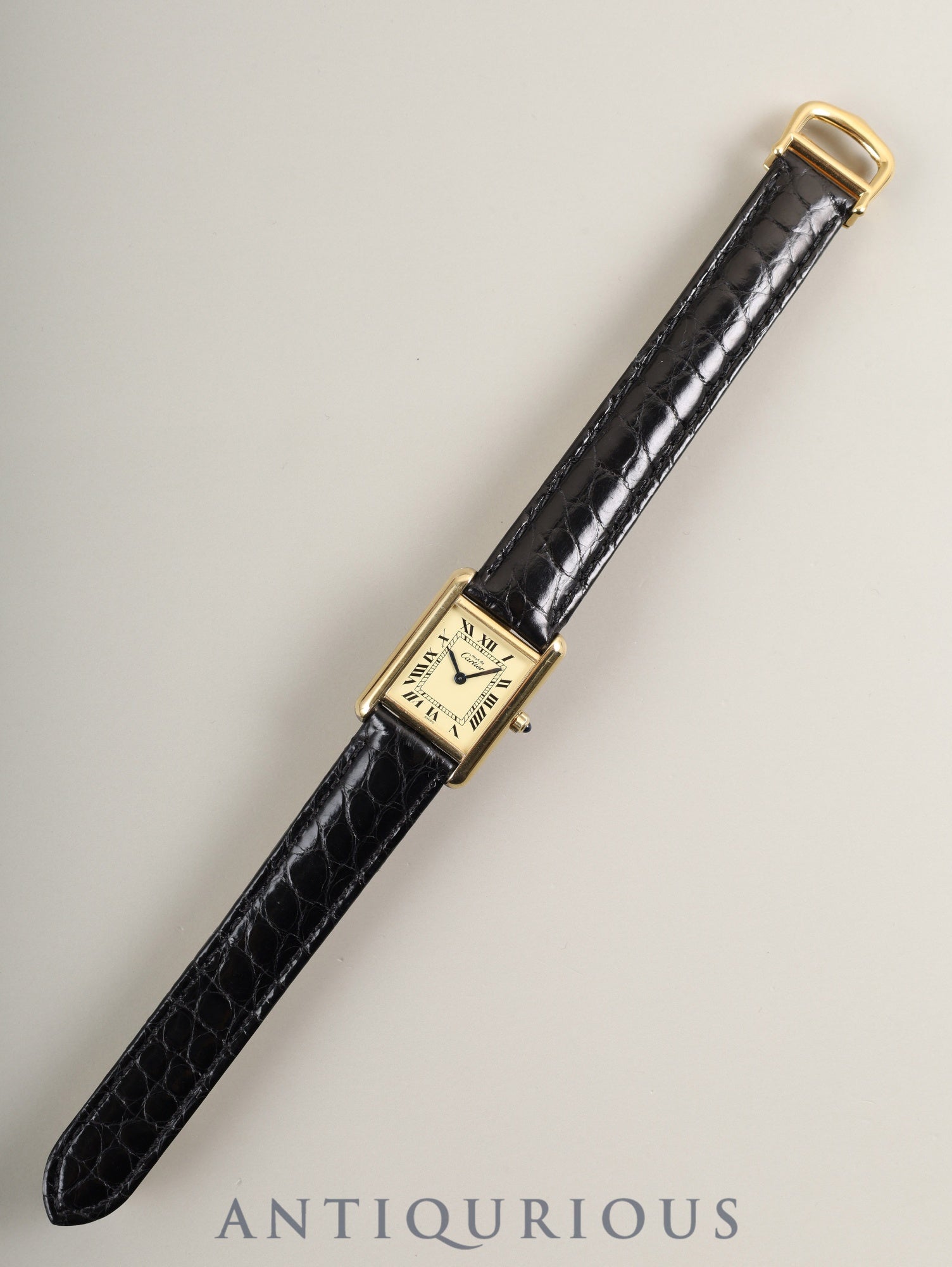 カルティエ マストタンク SM 366001 クォーツ Cal.66 SV925 革 純正Dバックル（GP） アイボリーローマン文字盤 オーバーホール済み