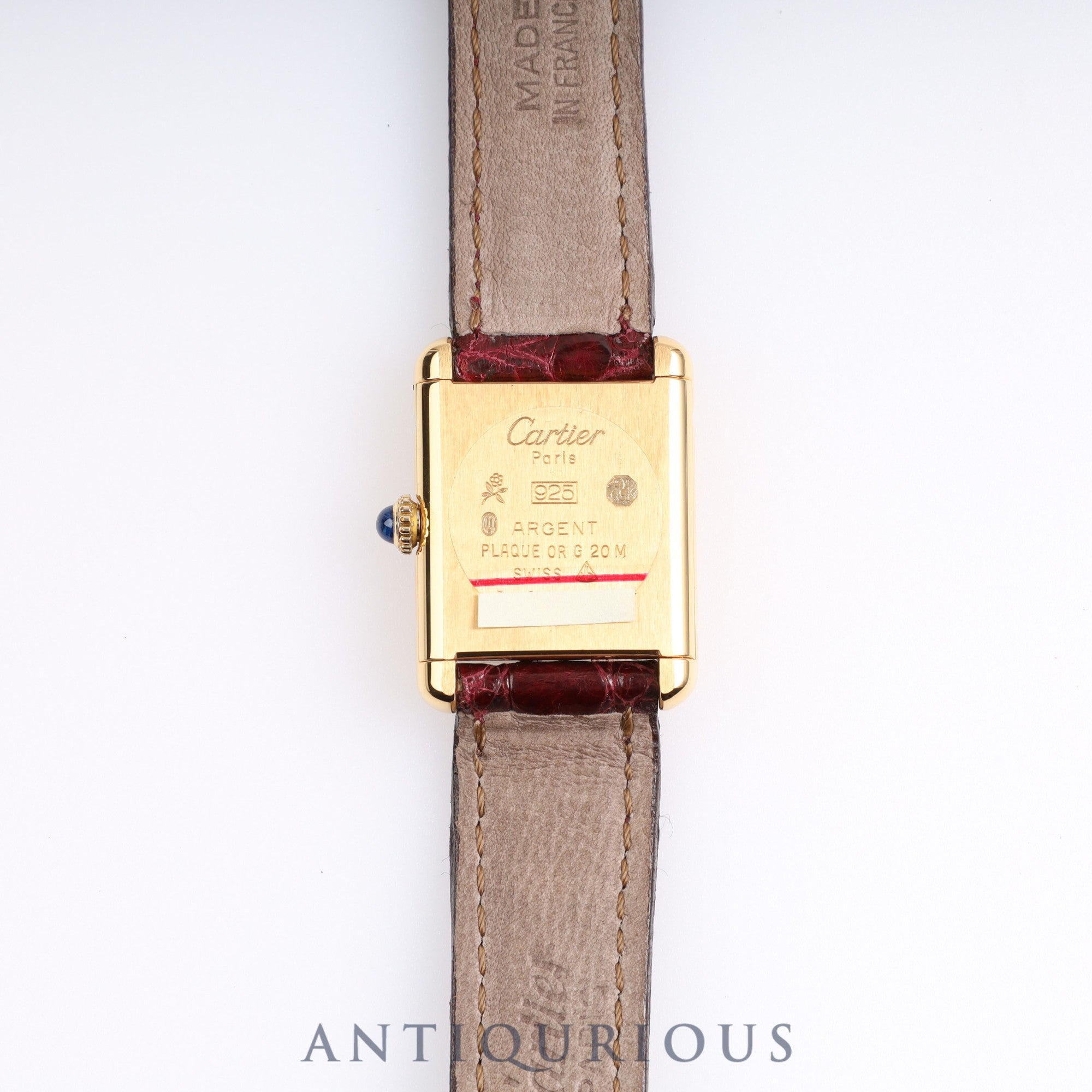 CARTIER Must Tank SM Manual winding Bordeaux Dial Genuine buckle ...