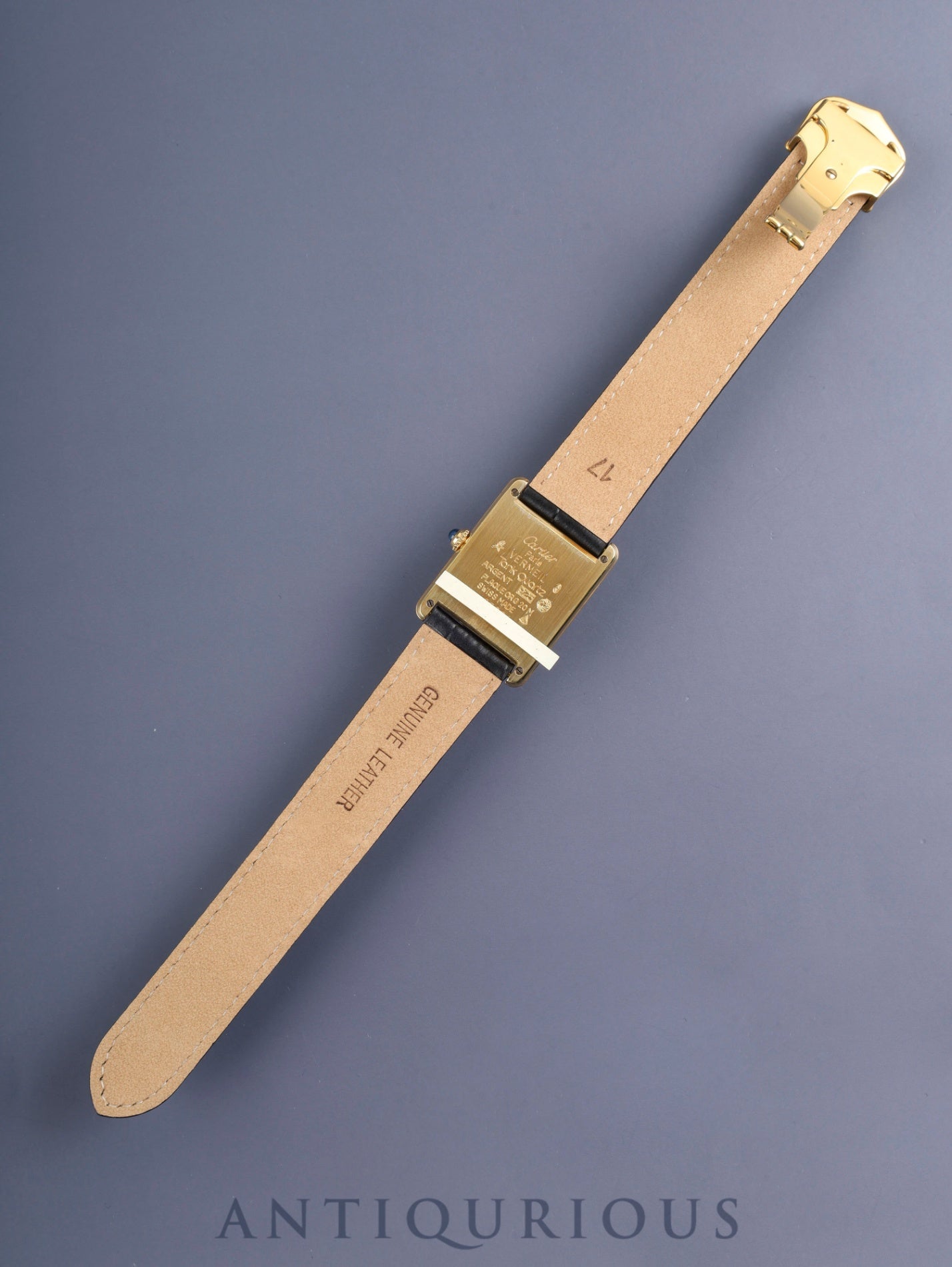 カルティエ マストタンク LM 590005 クォーツ Cal.90 SV925 革 純正Dバックル（GP）アラビア文字盤（SWISS表記）オーバーホール済み 新品仕上げ済み