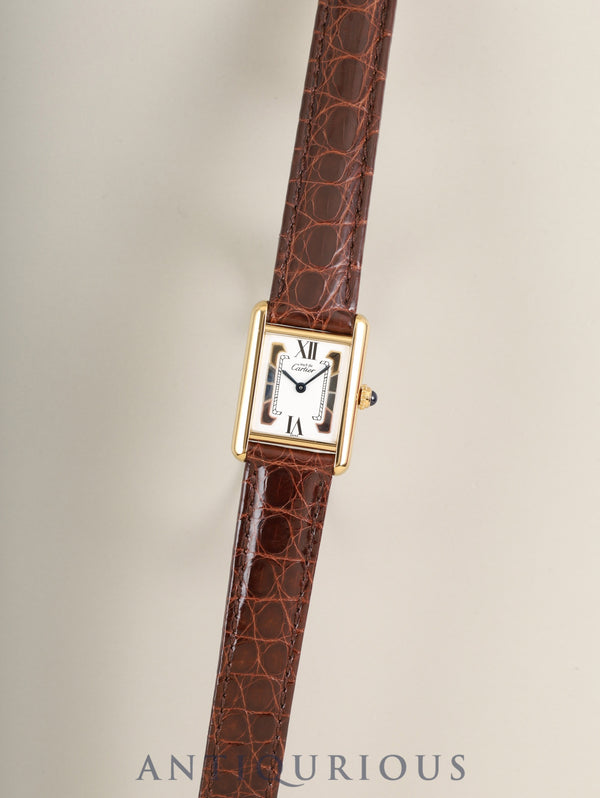 Cartier Must Tank SM 5057001 Quartz Cal.057 SV925 Leather Genuine Deployant Buckle (GP) Side Trinity Dial (SWISS marking) Box Genuine Leather Strap Included Overhauled