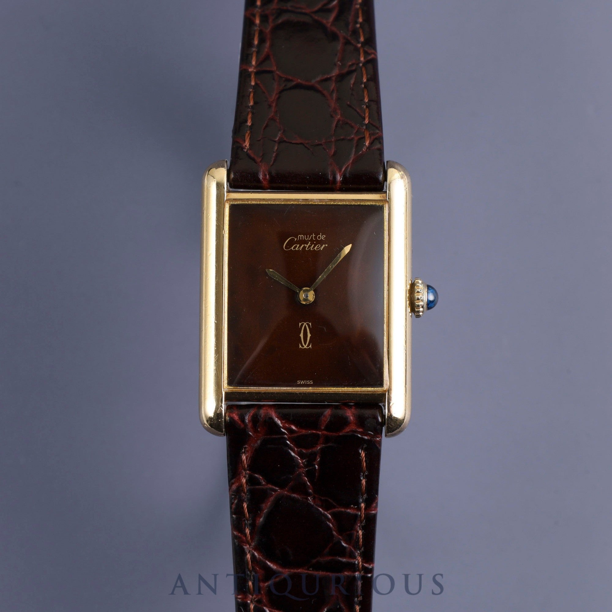 Cartier Must Tank LM Manual winding Cal.78-1 SV925 Leather Genuine buckle (GP) Mahogany dial Overhauled