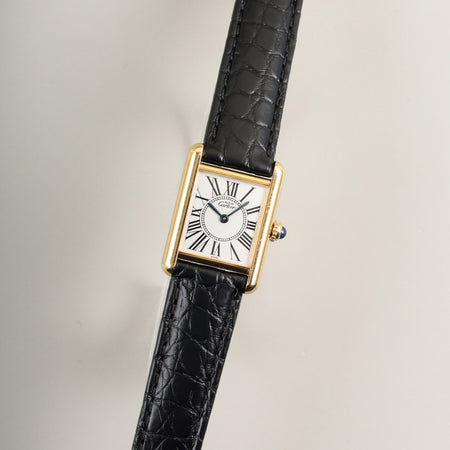 カルティエ マストタンク SM 5057001 クォーツ Cal.057 革 純正Dバックル（GP）オパラン文字盤（SWISS表記）  1982年頃～1995年頃 オーバーホール済み