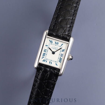 Cartier Must Tank SM 6057002 Quartz Cal.057 SV925 Leather Genuine Buckle (SS) White Roman Dial Overhauled