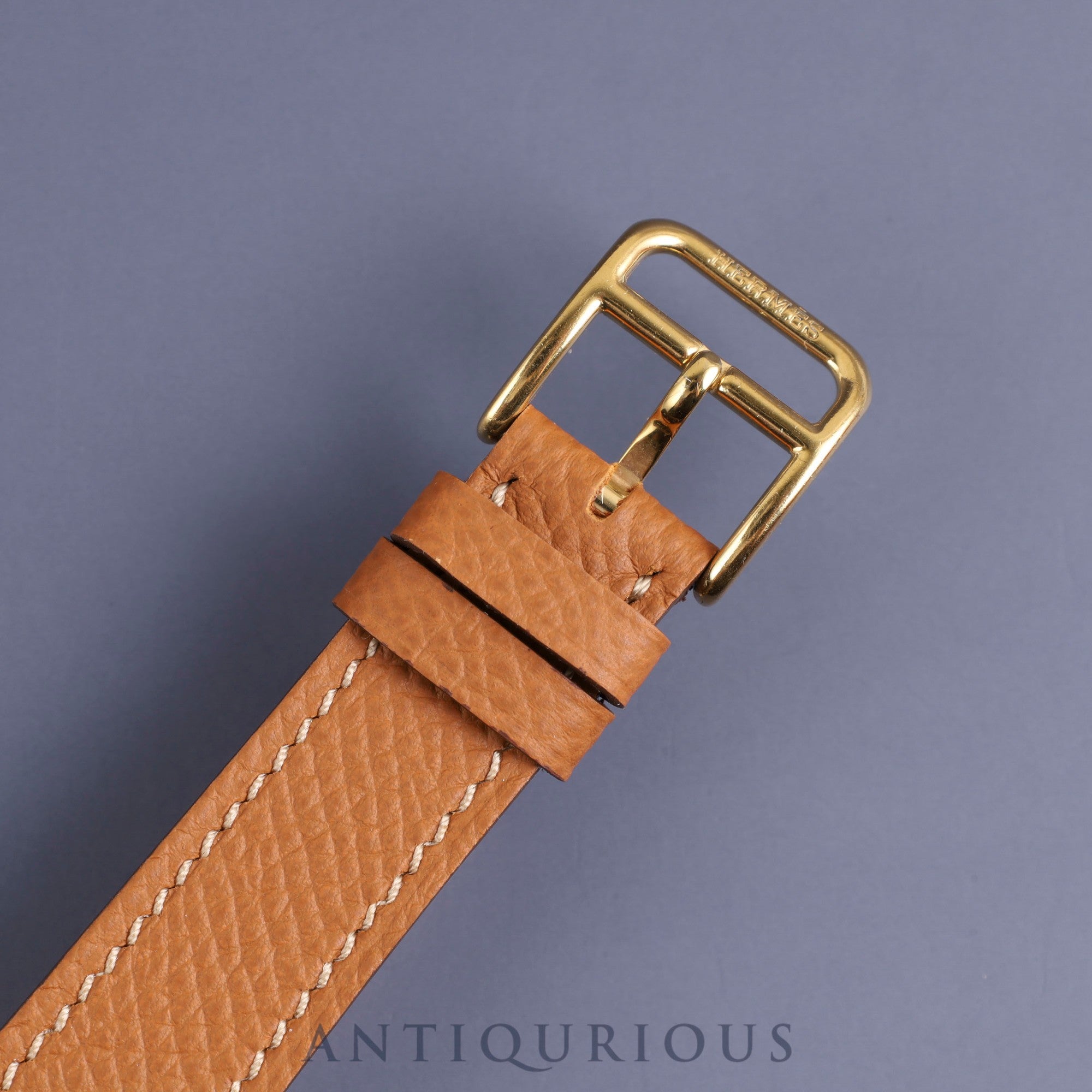 Hermes H Watch HH1.201 Quartz GP Leather Genuine Buckle (SS) White Dial Box Warranty (2006) Genuine Leather Strap Overhauled