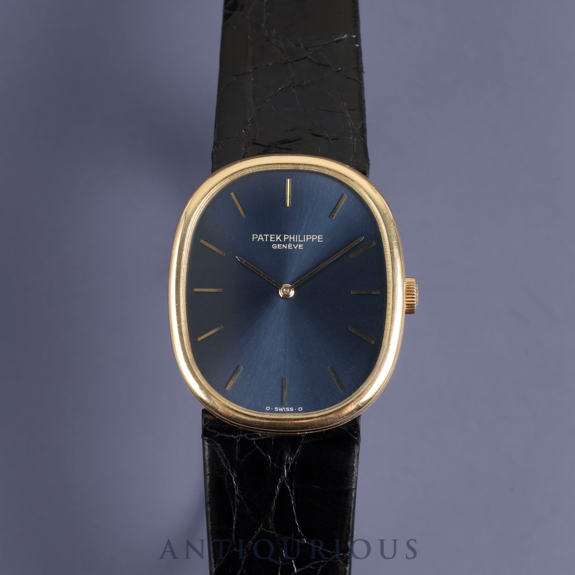 Patek Philippe Golden Ellipse 3848 Manual winding Cal.215 750 Leather Genuine buckle (750) Blue dial Overhauled