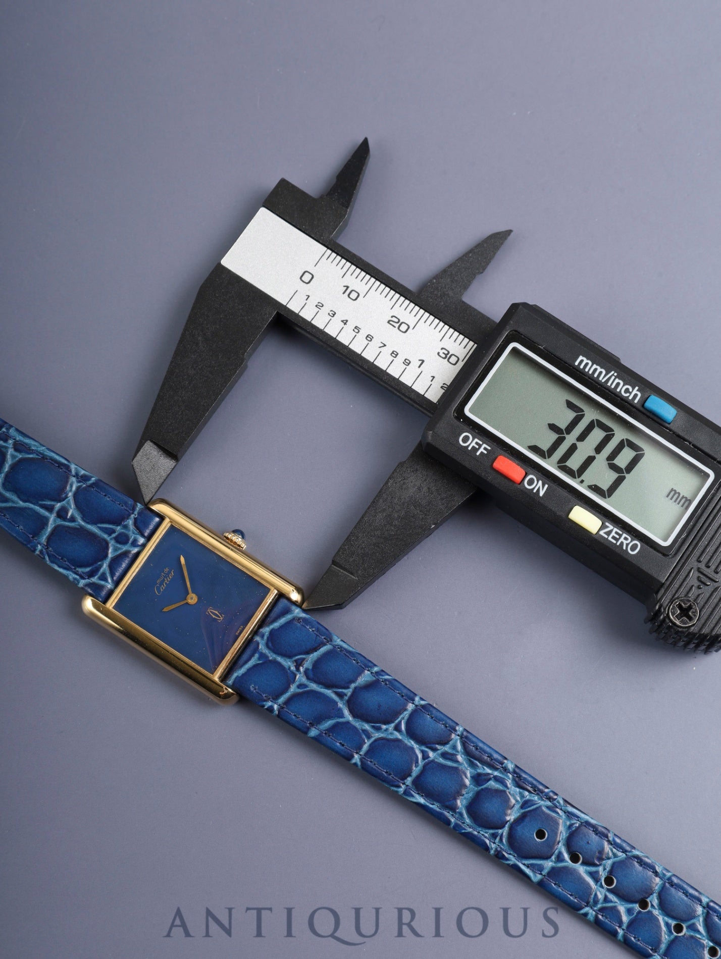 カルティエ マストタンク LM 6 手巻き Cal.78-1 SV925 革 純正ピンバックル（GP）ラピスラズリ文字盤（SWISS表記）オーバーホール済み