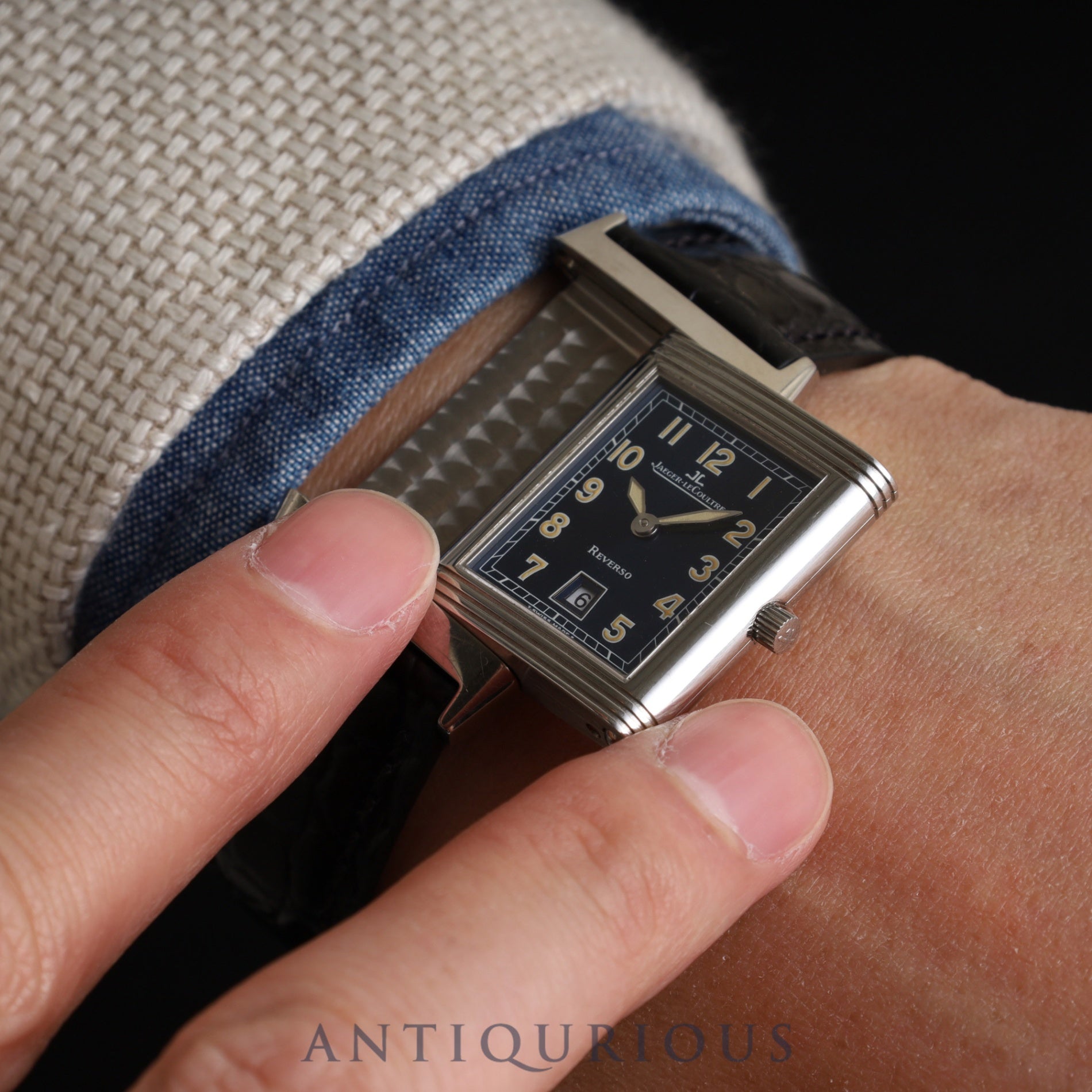 Jaeger-LeCoultre Reverso Classic 250.8.10 Quartz Cal.610 SS Leather Genuine Buckle (SS) Blue Arabic Dial Genuine Leather Strap Overhauled