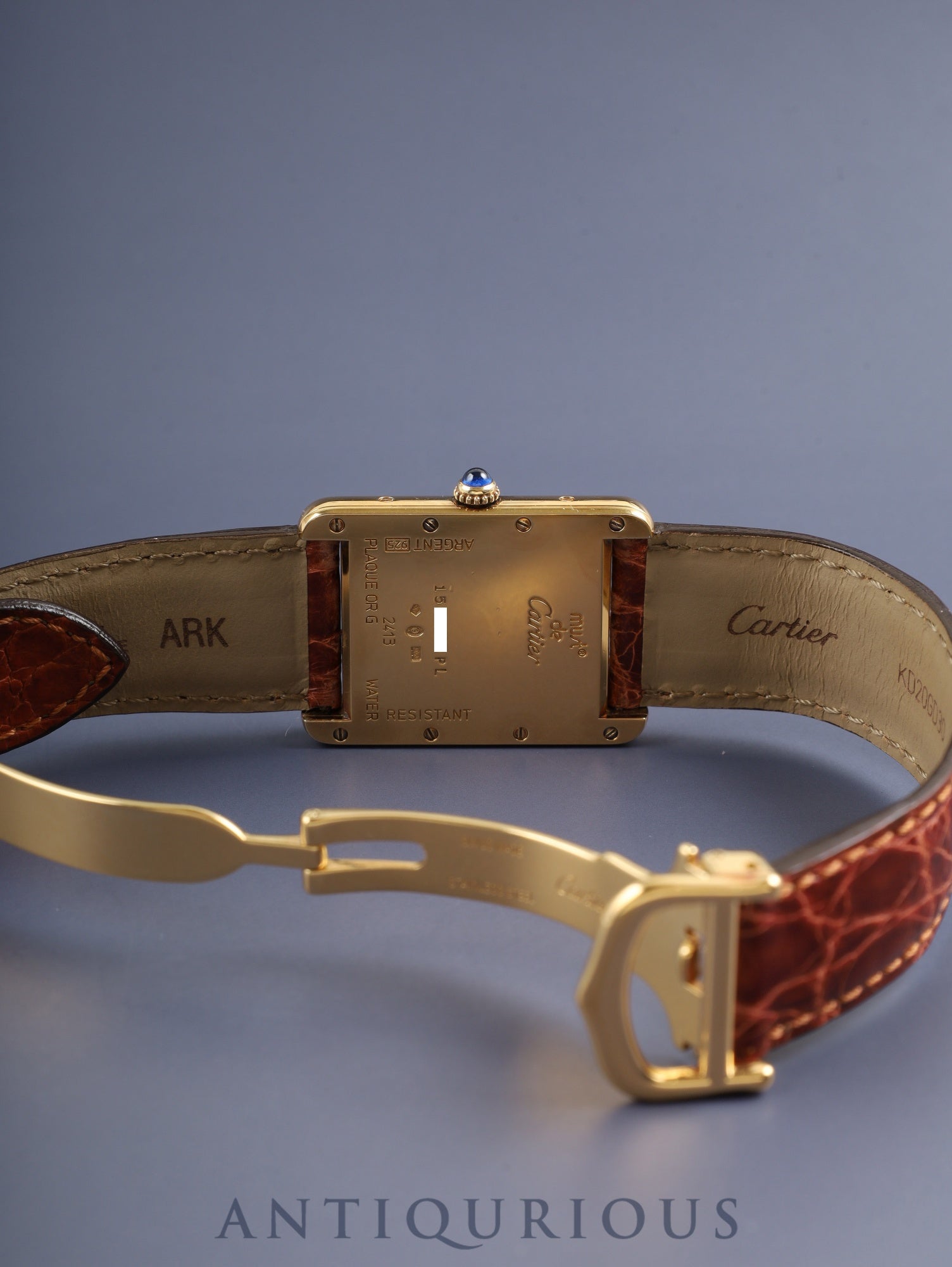 カルティエ マストタンク GM（XL） W1017454 / 2413 クォーツ Cal.687 SV925 革 純正Dバックル（GP）アイボリーローマン文字盤 （SWISS MADE表記） 箱 冊子 オーバーホール済み