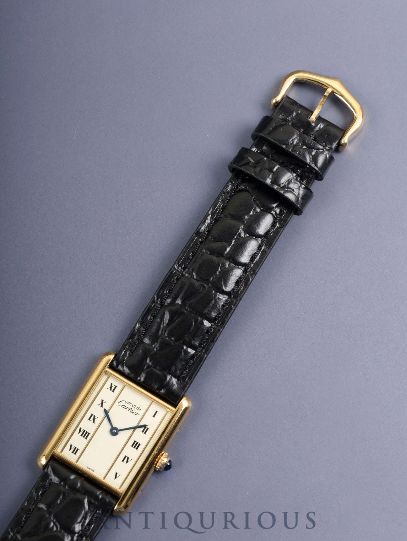 Cartier Must Tank LM 590005 Quartz Cal.90 SV925 Leather Original Pin Buckle (GP) Straight Roman Dial (SWISS marking) Overhauled