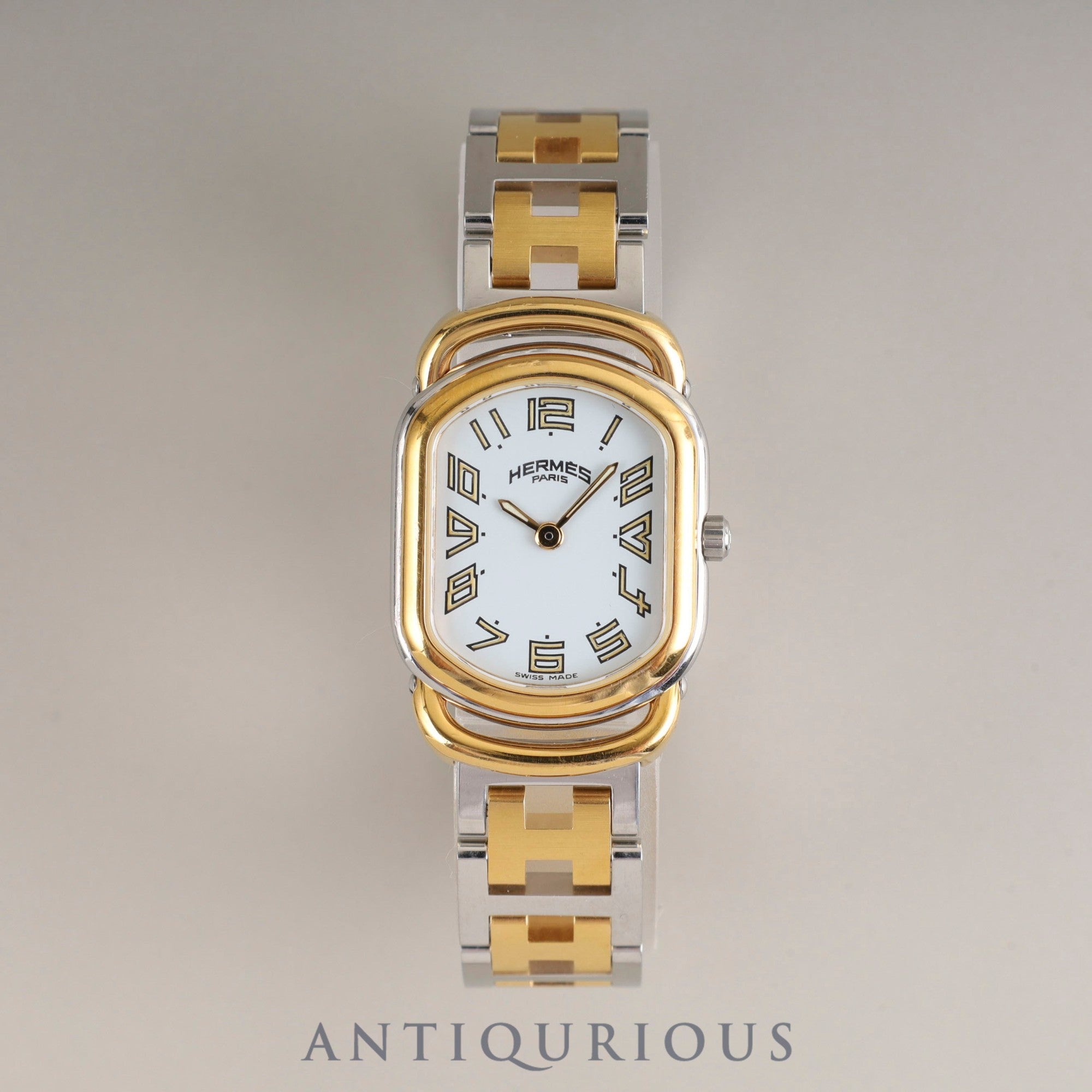 Hermes Rally RA1.240 Quartz Cal.976.001 SS/GP SS/GP White Dial Overhauled