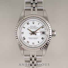 Rolex Lady-Datejust 69174 Automatic Caliber 2135 Stainless Steel/White Gold Stainless Steel White Roman Dial No. 9 (1985) Overhauled
