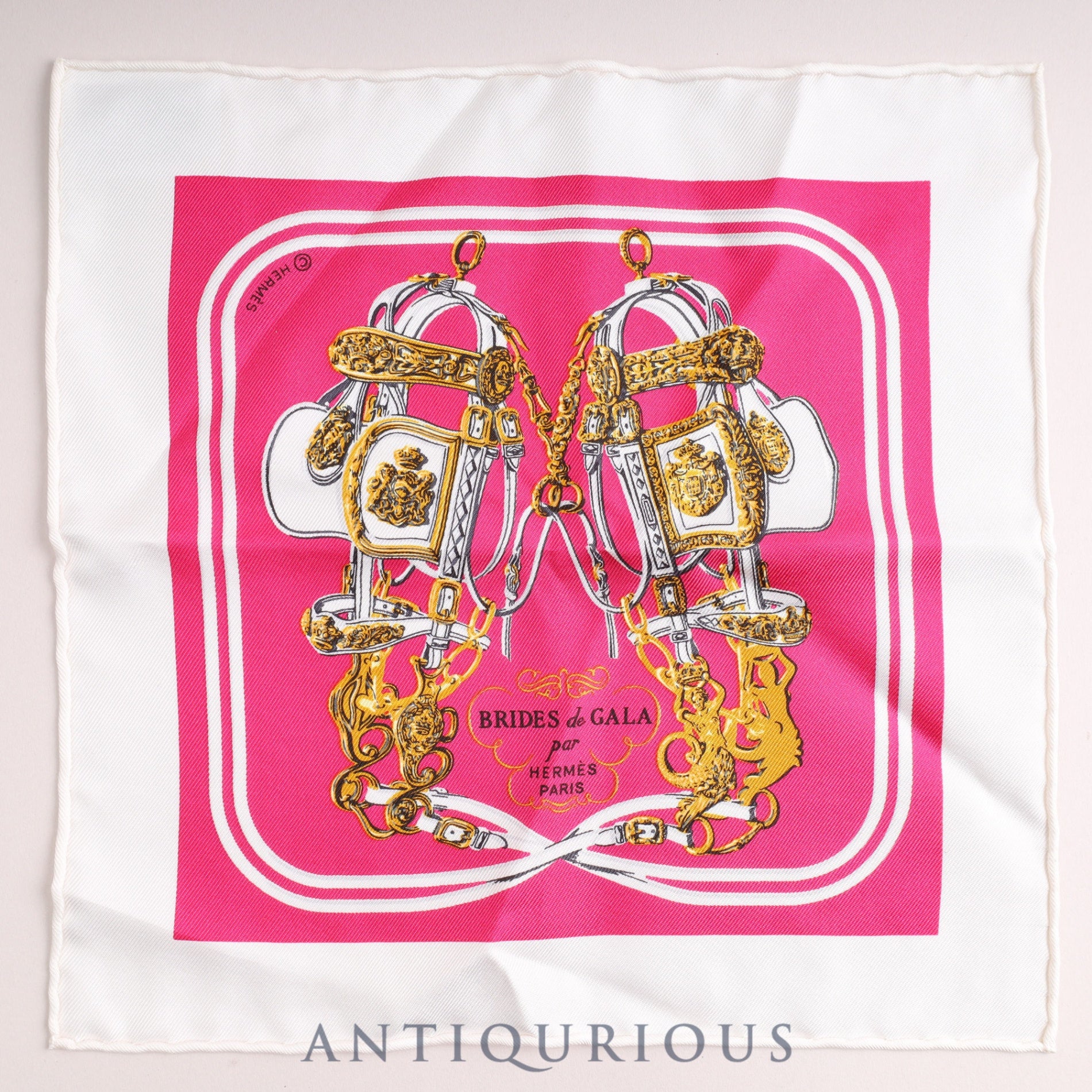 Hermes Scarf Carre 20 SILK100% BRIDES de GALA Saddle