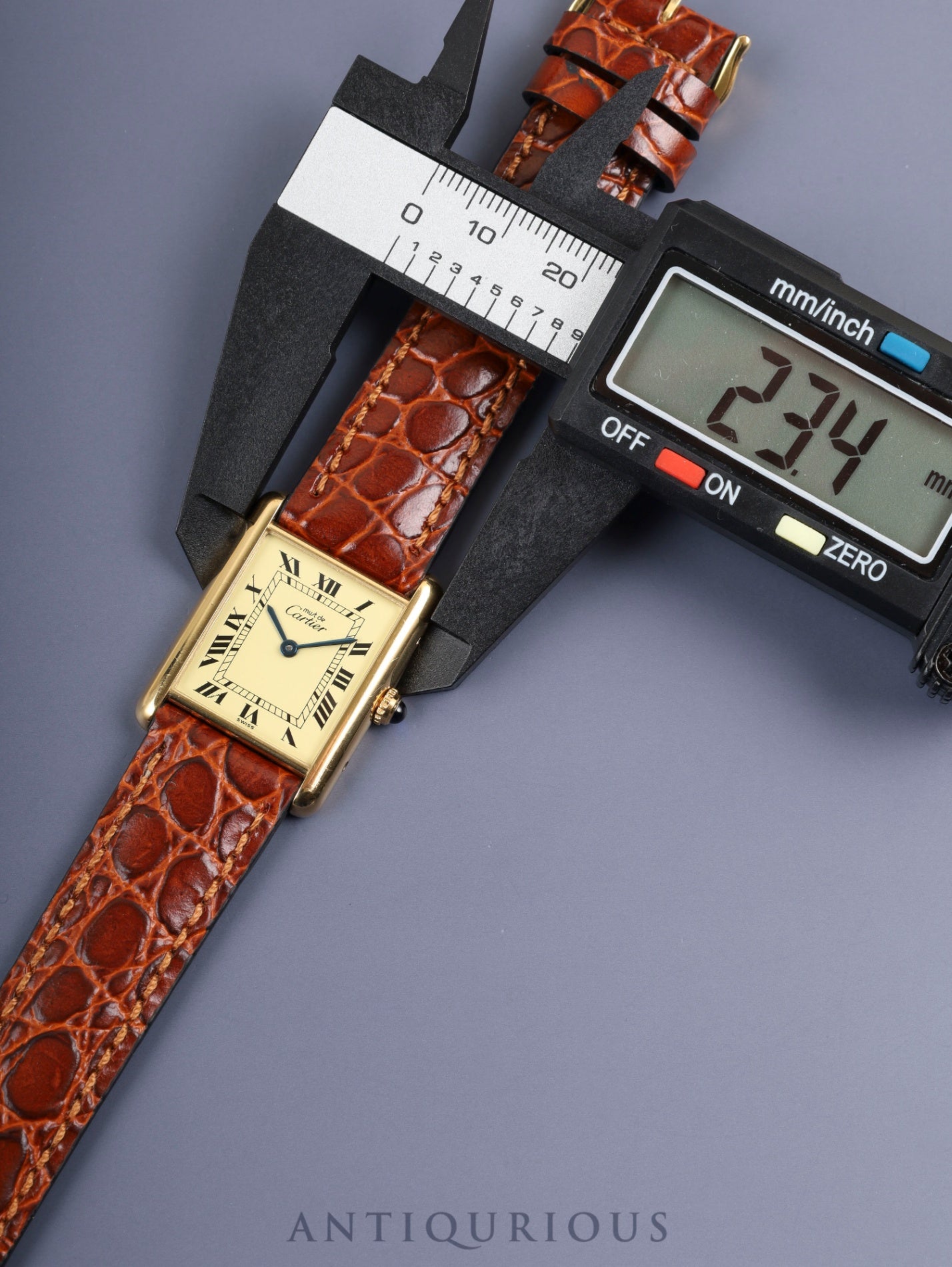 カルティエ マストタンク LM W1002753 / 590005 クォーツ Cal.90 SV925 革 純正尾錠（GP） アイボリーローマン文字盤 箱 オーバーホール