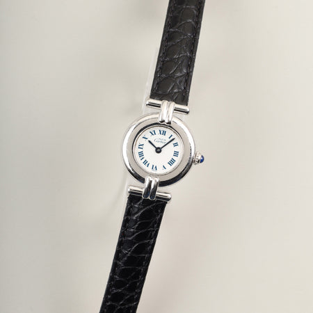 カルティエ マストコリゼ 1903 クォーツ Cal.690 SV925 革 純正Dバックル（SS） ホワイトローマン文字盤 オーバーホール済み