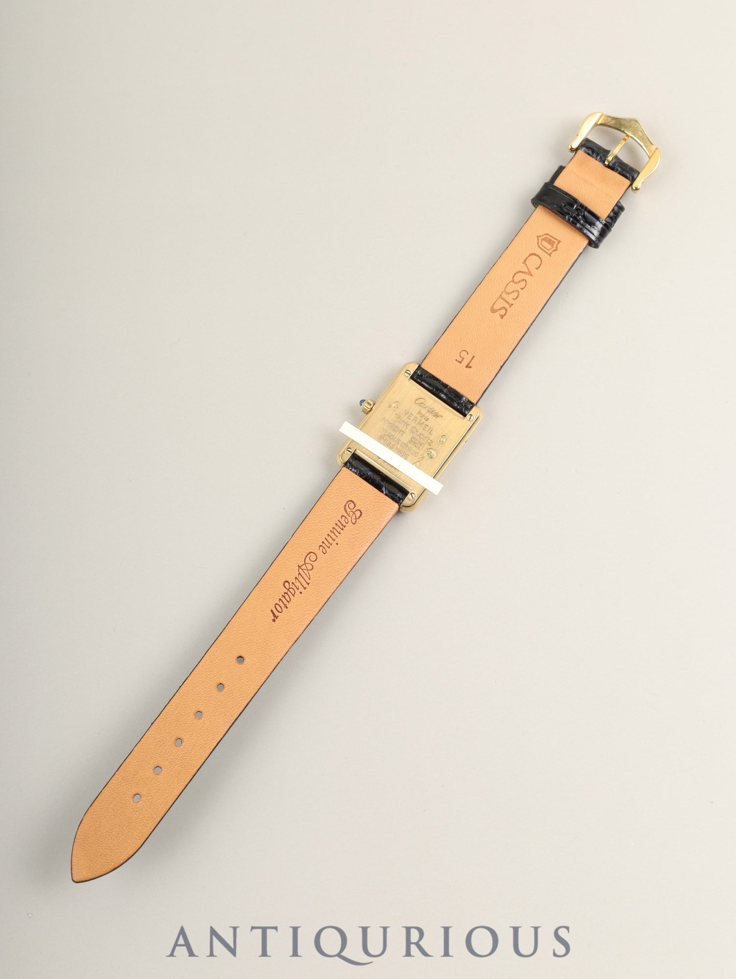 カルティエ マストタンク SM 3 66001 クォーツ SV925 革 純正ピンバックル（GP）アイボリーローマン文字盤（SWISS表記） 箱 保証書（1988年） 済オーバーホール済み