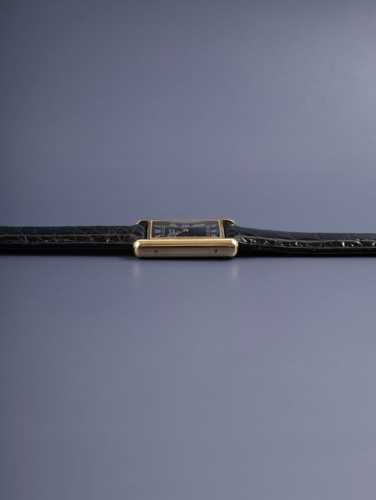 カルティエ マストタンク LM 手巻き Cal.78-1 SV925 革 純正ピンバックル（GP） ブラックローマン文字盤（SWISS MADE表記）カルティエブティックにてコンプリートサービス（フルメンテナンス）済み