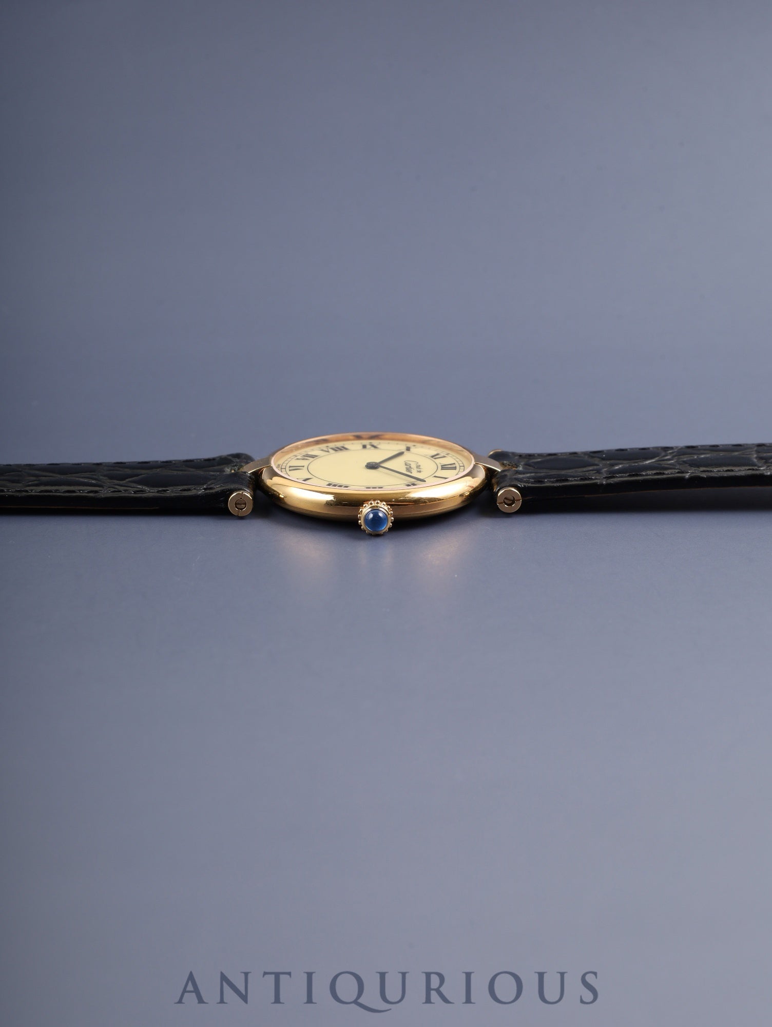 カルティエ マスト ヴァンドーム VLC LM 590003 クォーツ SV925 革 純正尾錠（GP）アイボリーローマン文字盤 カルティエブティックにてコンプリートサービス（フルメンテナンス）済み