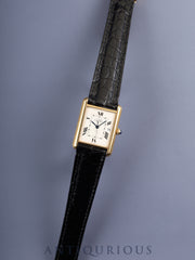 Cartier Must Tank GM (XL) W1013754 / 2413 Quartz Caliber 687 SV925 Leather Strap with Genuine D-Buckle (GP) Ivory Roman Dial Overhauled