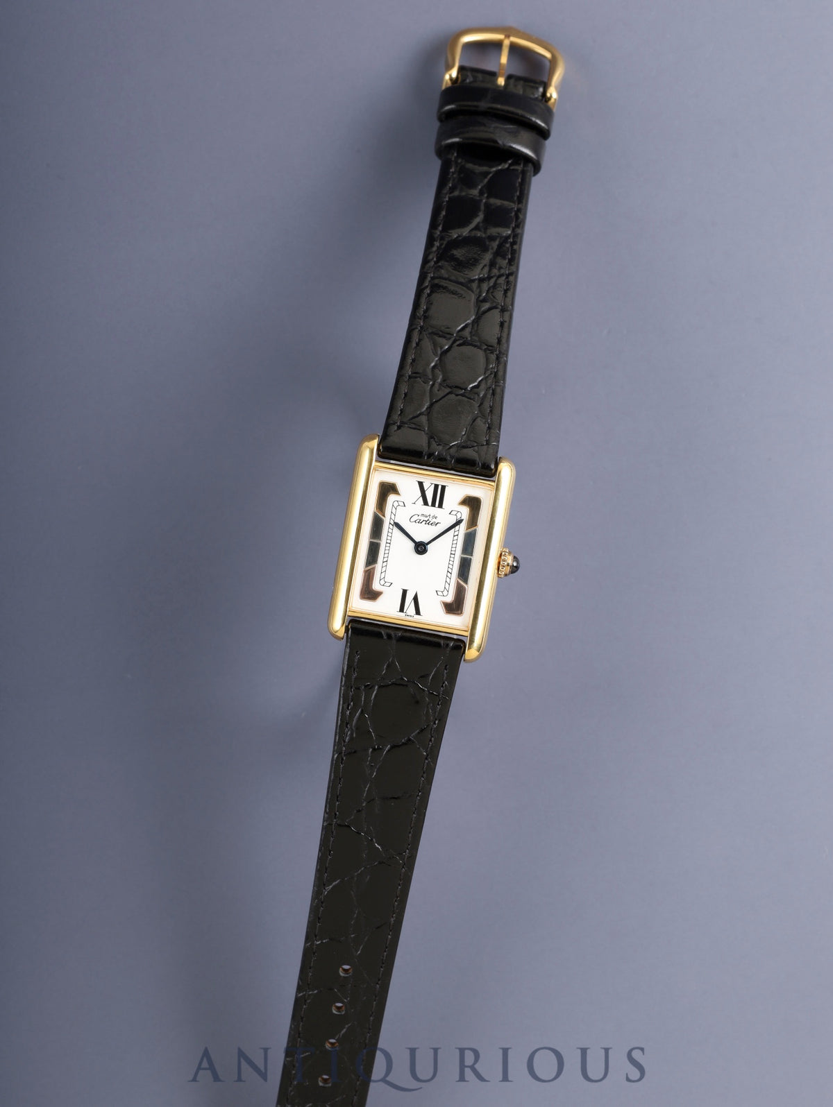 Cartier Must Tank LM W1006254 / 590005 Quartz Cal.069 SV925 Leather Genuine Pin Buckle (GP) Trinity Dial (SWISS marking) Overhauled, Polished
