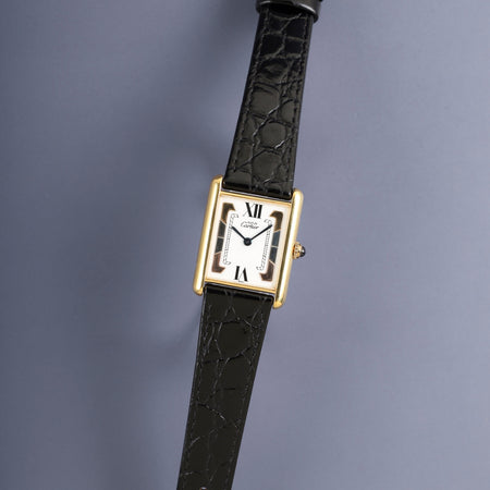 カルティエ マストタンク LM W1006254  / 590005 クォーツ Cal.069 SV925 革 純正ピンバックル（GP）サイドトリニティ文字盤（SWISS表記） オーバーホール済み 新品仕上げ済み